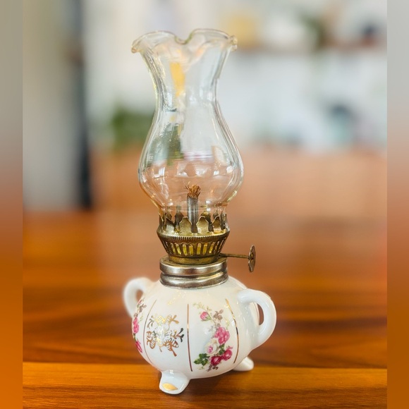 Source Unknown Other - Vintage Miniature Oil Lamp – Likely 1960s–1980s